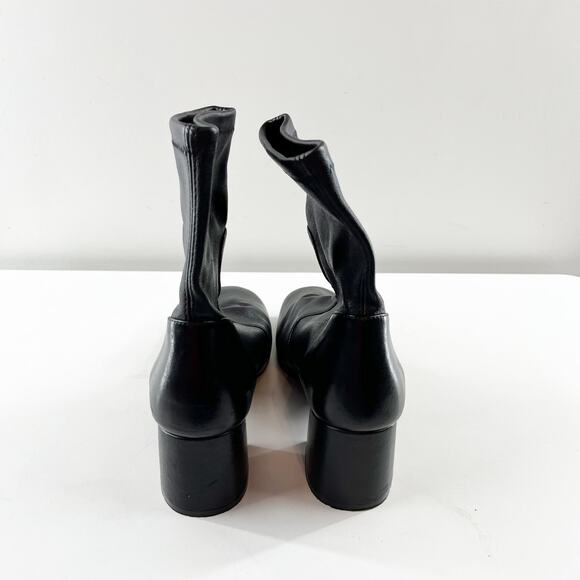 Stuart Weitzman Nappa Square Toe Leather Ankle Boots Booties Black 7.5 - Picture 6 of 10